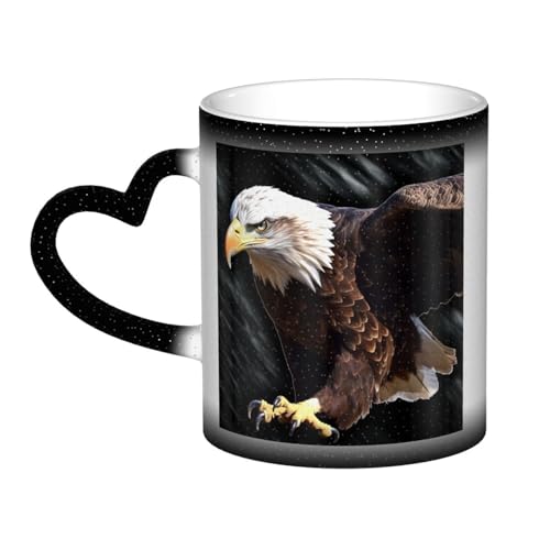 GDSHJKLW Kaffeetasse aus Keramik, 325 ml, Farbwechsel, personalisierbar, Kaffeetasse, Teetasse, ein Adler, coole Kaffeetasse für Männer und Frauen, lustiges Geschenk von GDSHJKLW