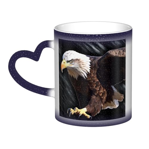 GDSHJKLW Kaffeetasse aus Keramik, 325 ml, Farbwechsel, personalisierbar, Kaffeetasse, Teetasse, ein Adler, coole Kaffeetasse für Männer und Frauen, lustiges Geschenk von GDSHJKLW