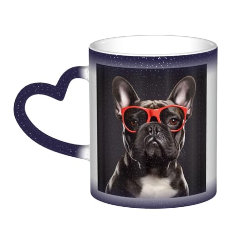 GDSHJKLW Kaffeetasse aus Keramik, 325 ml, Farbwechsel, personalisierbar, Kaffeetasse, Teetasse, französische Bulldogge, coole Kaffeetasse für Männer und Frauen, lustiges Geschenk von GDSHJKLW