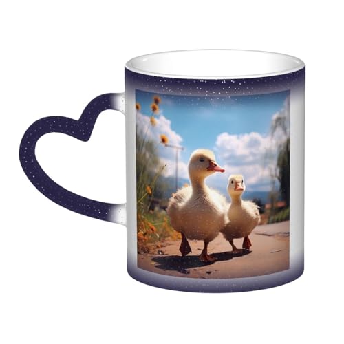 GDSHJKLW Kaffeetasse aus Keramik, 325 ml, Farbwechsel, personalisierbar, Kaffeetasse, Teetasse, niedliche Gans, coole Kaffeetassen für Männer und Frauen, lustiges Geschenk von GDSHJKLW
