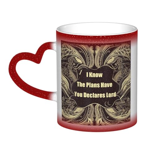 GDSHJKLW Kaffeetasse aus Keramik, 325 ml, Farbwechsel-Tasse, personalisierbar, Kaffeetasse, Teetasse, "I Know The Plans Have You Declares Lord", coole Kaffeetasse für Männer und Frauen, lustiges von GDSHJKLW