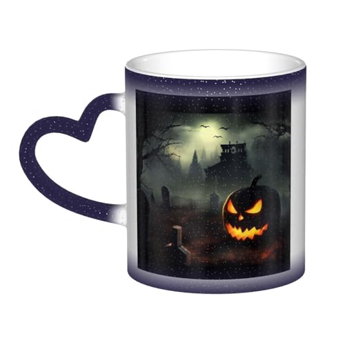 GDSHJKLW Keramik-Kaffeetasse, Farbwechsel-Tasse, personalisierbar, Kaffeetasse, Teetasse, Halloween, Horror, coole Kaffeetassen für Männer und Frauen, lustiges Geschenk von GDSHJKLW