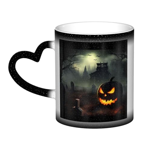 GDSHJKLW Keramik-Kaffeetasse, Farbwechsel-Tasse, personalisierbar, Kaffeetasse, Teetasse, Halloween, Horror, coole Kaffeetassen für Männer und Frauen, lustiges Geschenk von GDSHJKLW