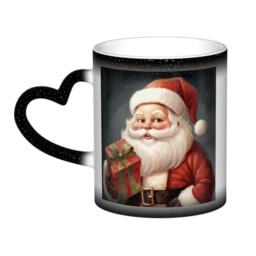 GDSHJKLW Keramik-Kaffeetasse, Farbwechsel-Tasse, personalisierbar, Kaffeetasse, Teetasse, Weihnachtsmann, mit Box, coole Kaffeetassen für Männer und Frauen, lustiges Geschenk von GDSHJKLW