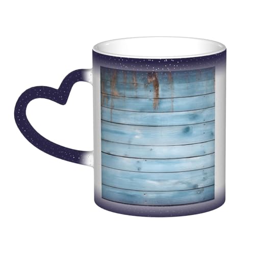 GDSHJKLW Keramik-Kaffeetasse, Farbwechsel-Tasse, personalisierbar, Kaffeetasse, Teetasse, blaues Holz, coole Kaffeetassen für Männer und Frauen, lustiges Geschenk von GDSHJKLW