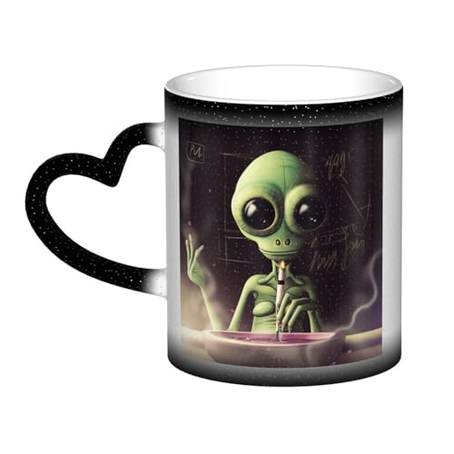 GDSHJKLW Keramik-Kaffeetassen, 325 ml, Farbwechsel, personalisierbar, Kaffeetasse, Teetasse, Alien, Rauch, coole Kaffeetassen für Männer und Frauen, lustiges Geschenk von GDSHJKLW