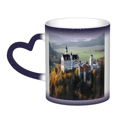 GDSHJKLW Keramik-Kaffeetassen, 325 ml, Farbwechsel, personalisierbar, Kaffeetasse, Teetasse, Deutschland, Schloss Neuschwanstein, coole Kaffeetassen für Männer und Frauen, lustiges Geschenk von GDSHJKLW