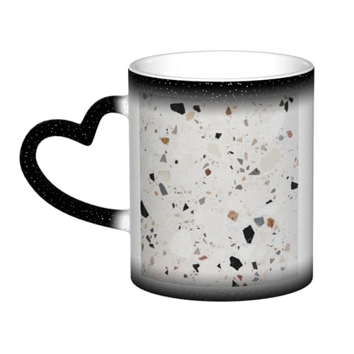 GDSHJKLW Keramik-Kaffeetassen, 325 ml, Farbwechsel, personalisierbar, Kaffeetasse, Teetasse, weißes Terrazzo, coole Kaffeetassen für Männer und Frauen, lustiges Geschenk von GDSHJKLW