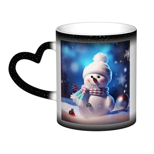 GDSHJKLW Keramik-Kaffeetassen, 325 ml, Farbwechsel-Tasse, personalisierbar, Kaffeetasse, Teetasse, Frohe Weihnachten, Schneemann, coole Kaffeetassen für Männer und Frauen, lustiges Geschenk von GDSHJKLW