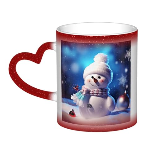 GDSHJKLW Keramik-Kaffeetassen, 325 ml, Farbwechsel-Tasse, personalisierbar, Kaffeetasse, Teetasse, Frohe Weihnachten, Schneemann, coole Kaffeetassen für Männer und Frauen, lustiges Geschenk von GDSHJKLW