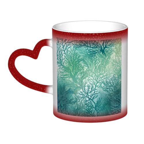 GDSHJKLW Keramik-Kaffeetassen, 325 ml, Farbwechsel-Tasse, personalisierbar, Kaffeetasse, Teetasse, Grün, Meerblau, Seetang, coole Kaffeetassen für Männer und Frauen, lustiges Geschenk von GDSHJKLW