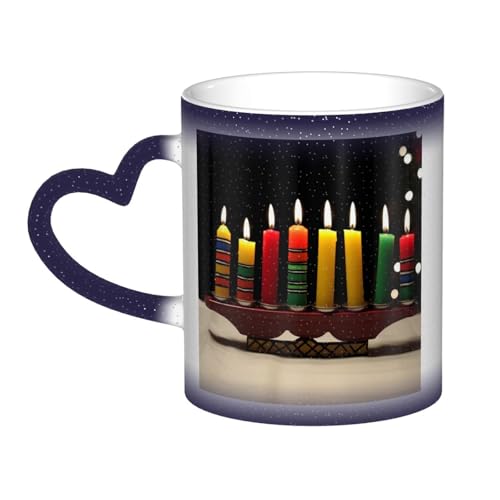 GDSHJKLW Keramik-Kaffeetassen, 325 ml, Farbwechsel-Tasse, personalisierbar, Kaffeetasse, Teetasse, Kwanzaaa-Kerzen, coole Kaffeetassen für Männer und Frauen, lustiges Geschenk von GDSHJKLW