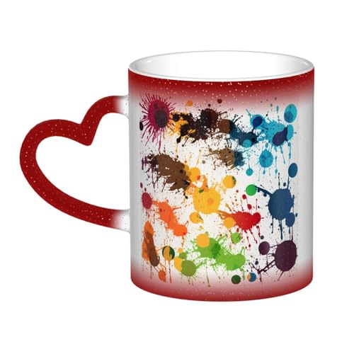 GDSHJKLW Keramik-Kaffeetassen, 325 ml, Farbwechsel-Tasse, personalisierbar, Kaffeetasse, Teetasse, abstrakte Farbspritzer, coole Kaffeetassen für Männer und Frauen, lustiges Geschenk von GDSHJKLW