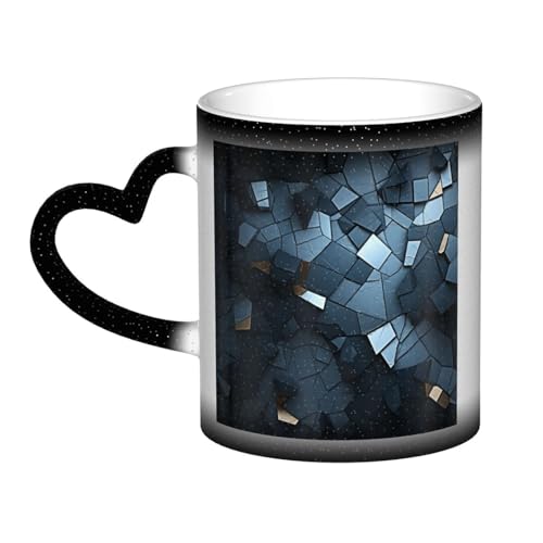 GDSHJKLW Keramik-Kaffeetassen, 325 ml, Farbwechsel-Tasse, personalisierbar, Kaffeetasse, Teetasse, graues Mosaik, coole Kaffeetassen für Männer und Frauen, lustiges Geschenk von GDSHJKLW