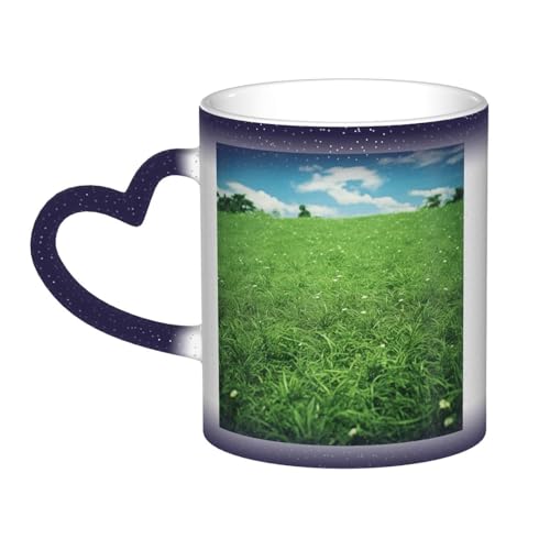 GDSHJKLW Keramik-Kaffeetassen, 325 ml, Farbwechsel-Tasse, personalisierbar, Kaffeetasse, Teetasse, grüner Rasen, coole Kaffeetassen für Männer und Frauen, lustiges Geschenk von GDSHJKLW