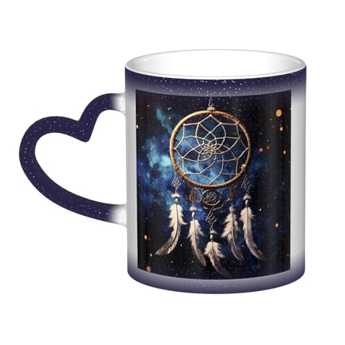 GDSHJKLW Keramik-Kaffeetassen, 325 ml, Farbwechsel-Tasse, personalisierbar, Kaffeetasse, Teetasse, weiß, Fantasie-Traumfänger, coole Kaffeetassen für Männer und Frauen, lustiges Geschenk von GDSHJKLW