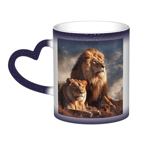 GDSHJKLW Keramik-Kaffeetassen, 325 ml, Farbwechsel-Tasse, personalisierbar, Kaffeetasse, Teetasse, zwei Löwen, coole Kaffeetassen für Männer und Frauen, lustiges Geschenk GDSHJKLW Keramik-Kaffeetassen, 325 ml, Farbwechsel-Tasse, personalisierbar, Kaffeetasse, Teetasse, zwei Löwen, coole Kaffeetassen für Männer und Frauen, lustiges Geschenk von GDSHJKLW