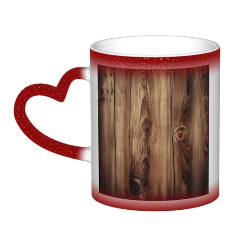 GDSHJKLW Keramik-Kaffeetassen mit Farbwechsel, 325 ml, personalisierbar, Kaffeetasse, Teetasse, Holzmaserung, coole Kaffeetassen für Männer und Frauen, lustiges Geschenk von GDSHJKLW
