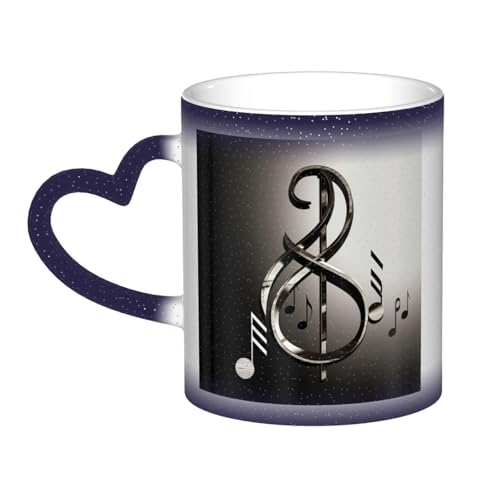 GDSHJKLW Keramik-Kaffeetassen mit Farbwechsel, 325 ml, personalisierbar, Kaffeetasse, Teetasse, Musiksymbol, 2 coole Kaffeetassen für Männer und Frauen, lustiges Geschenk von GDSHJKLW