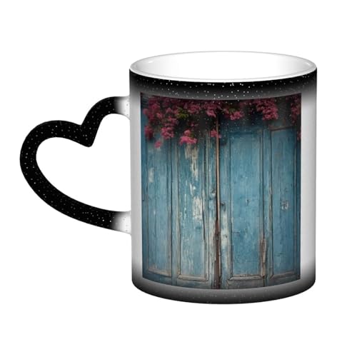 GDSHJKLW Keramik-Kaffeetassen mit Farbwechsel, 325 ml, personalisierbar, Kaffeetasse, Teetasse, Vintage, Blau, Holz, coole Kaffeetassen für Männer und Frauen, lustiges Geschenk von GDSHJKLW