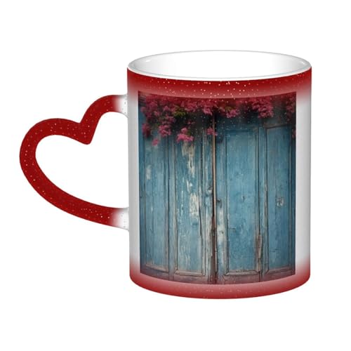 GDSHJKLW Keramik-Kaffeetassen mit Farbwechsel, 325 ml, personalisierbar, Kaffeetasse, Teetasse, Vintage, Blau, Holz, coole Kaffeetassen für Männer und Frauen, lustiges Geschenk von GDSHJKLW