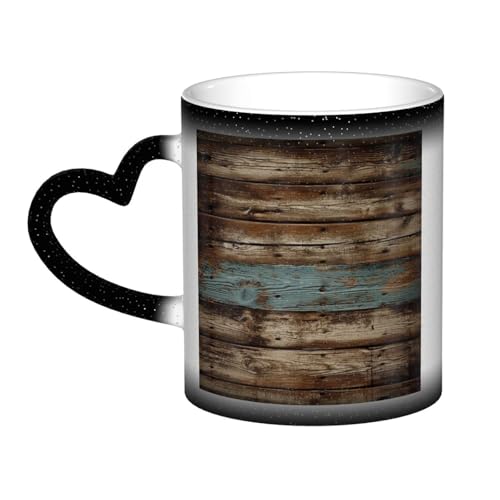 GDSHJKLW Keramik-Kaffeetassen mit Farbwechsel, 325 ml, personalisierbar, Kaffeetasse, Teetasse, rustikales altes Scheunenholz, coole Kaffeetassen für Männer und Frauen, lustiges Geschenk von GDSHJKLW