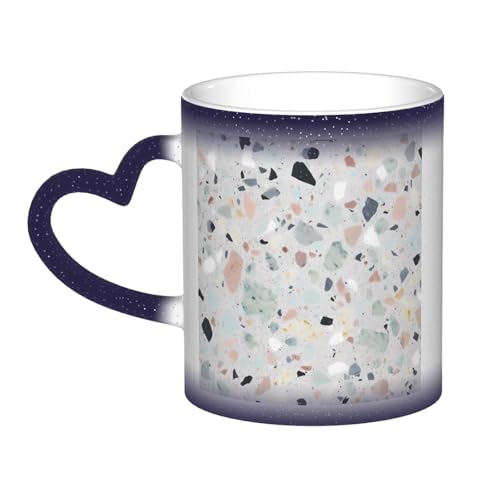GDSHJKLW Keramik-Kaffeetassen mit Farbwechsel, personalisierbar, Kaffeetasse, Teetasse, Terrazzo-Marmor, Pastellfarben, coole Kaffeetassen für Männer und Frauen, lustiges Geschenk von GDSHJKLW