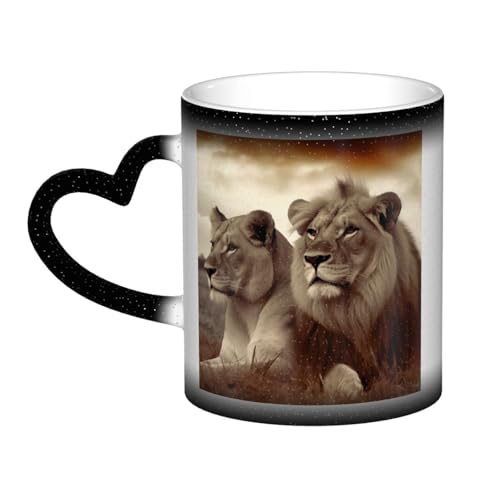 GDSHJKLW Keramik-Kaffeetassen mit Farbwechsel, personalisierbar, Kaffeetasse, Teetasse, afrikanischer Löwe und Löwin, coole Kaffeetassen für Männer und Frauen, lustiges Geschenk GDSHJKLW Keramik-Kaffeetassen mit Farbwechsel, personalisierbar, Kaffeetasse, Teetasse, afrikanischer Löwe und Löwin, coole Kaffeetassen für Männer und Frauen, lustiges Geschenk von GDSHJKLW
