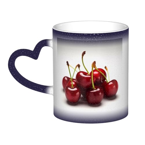 GDSHJKLW Keramik-Kaffeetassen mit Farbwechsel, personalisierbar, Kaffeetasse, Teetasse, chilenische Kirschen, coole Kaffeetassen für Männer und Frauen, lustiges Geschenk von GDSHJKLW