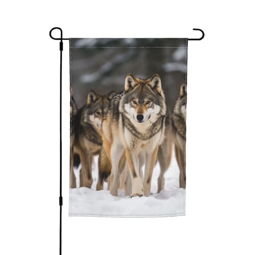 Gartenflagge mit Wölfen, doppelseitig, 30,5 x 45,7 cm, saisonales Outdoor-Banner für Frühling, Sommer, Rasen, Veranda, Heimdekoration, kleine Gartenflagge von GDSHJKLW
