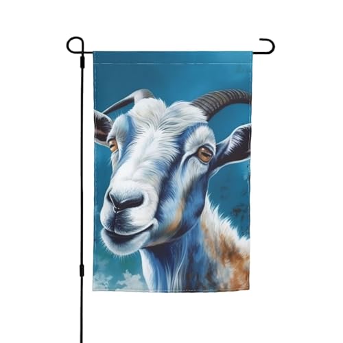 Gartenflagge mit blauem Ziegenmuster, doppelseitig, Bauernhaus, Urlaub, Hofflagge, 30,5 x 45,7 cm, saisonales Outdoor-Banner für Frühling, Sommer, Rasen, Veranda, Heimdekoration, kleine Gartenflagge von GDSHJKLW