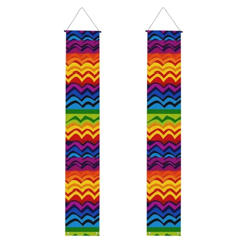 Gay Pride Regenbogen Muster 1 Veranda Banner Hängende Tür Banner Happy Birthday Veranda Schild Party Banner Foto Hintergrund Haustür Schilder für Willkommen Urlaub Party Indoor Outdoor Dekor von GDSHJKLW