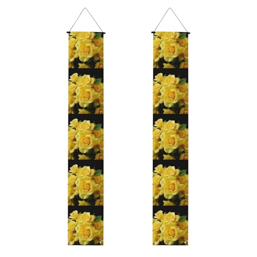 Gelbe Rose Veranda Banner Hängende Tür Banner Happy Birthday Veranda Schild Party Banner Foto Hintergrund Haustür Schilder für Willkommen Urlaub Party Indoor Outdoor Dekor von GDSHJKLW