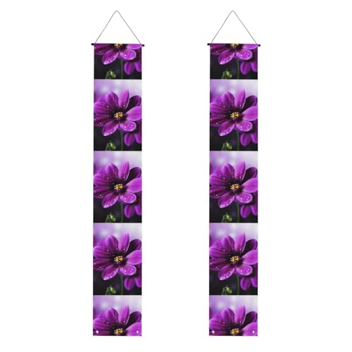 Lila Blume Veranda Banner Hängende Tür Banner Happy Birthday Veranda Schild Party Banner Foto Hintergrund Haustür Schilder für Willkommen Urlaub Party Indoor Outdoor Dekor von GDSHJKLW
