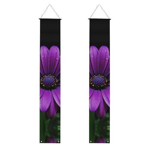 Lila Gänseblümchen Veranda Banner Hängende Tür Banner Happy Birthday Veranda Schild Party Banner Foto Hintergrund Haustür Schilder für Willkommen Urlaub Party Indoor Outdoor Dekor von GDSHJKLW