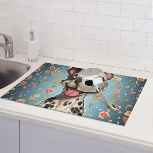 Lustige Hunde-Abtropfmatten für Küchentheke, saugfähige Mikrofaser, wendbar, waschbar, Abtropfgestell, 45,7 x 61 cm, leicht zu reinigen, für Zuhause, Küche, Esszimmer, Büro von GDSHJKLW