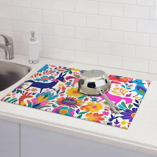 Mexikanische Otomi-Tier-Abtropfmatten für Küchentheke, saugfähige Mikrofaser, wendbar, waschbar, Abtropfgestell, 45,7 x 61 cm, leicht zu reinigen, für Zuhause, Küche, Esszimmer, Büro Mexikanische Otomi-Tier-Abtropfmatten für Küchentheke, saugfähige Mikrofaser, wendbar, waschbar, Abtropfgestell, 45,7 x 61 cm, leicht zu reinigen, für Zuhause, Küche, Esszimmer, Büro von GDSHJKLW