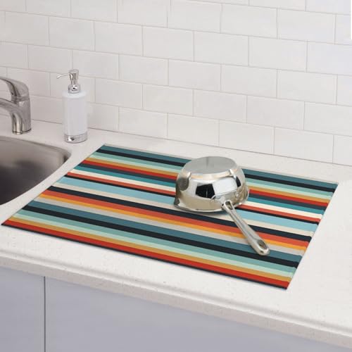 Modische gestreifte Abtropfmatten für Küchentheke, saugfähige Mikrofaser, wendbar, waschbar, Abtropfgestell, 45,7 x 61 cm, für Zuhause, Küche, Esszimmer, Büro Modische gestreifte Abtropfmatten für Küchentheke, saugfähige Mikrofaser, wendbar, waschbar, Abtropfgestell, 45,7 x 61 cm, für Zuhause, Küche, Esszimmer, Büro von GDSHJKLW
