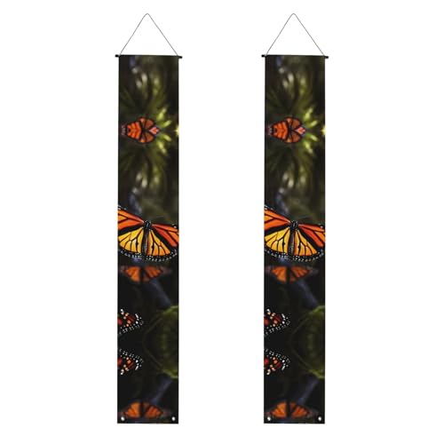 Monarch Butterflies1 Veranda Banner Hängende Tür Banner Happy Birthday Veranda Schild Party Banner Foto Hintergrund Haustür Schilder für Willkommen Urlaub Party Indoor Outdoor Dekor von GDSHJKLW
