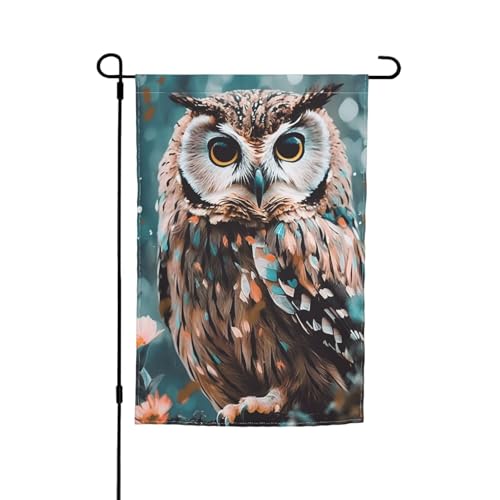 Niedliche Eule Gartenflagge mit Tiermotiv, doppelseitig, Bauernhaus, Urlaub, Hofflagge, 30,5 x 45,7 cm, saisonales Outdoor-Banner für Frühling, Sommer, Rasen, Veranda, Heimdekoration, kleine von GDSHJKLW
