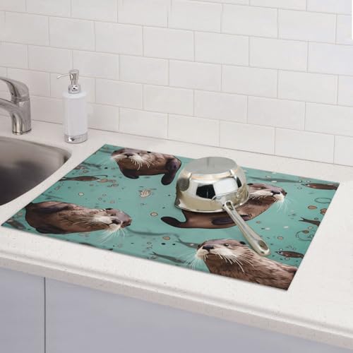 Otters Abtropfmatte für Küchentheke, saugfähige Mikrofaser, wendbar, waschbar, Abtropfgestell, 45,7 x 61 cm, leicht zu reinigen, für Zuhause, Küche, Esszimmer, Büro Otters Abtropfmatte für Küchentheke, saugfähige Mikrofaser, wendbar, waschbar, Abtropfgestell, 45,7 x 61 cm, leicht zu reinigen, für Zuhause, Küche, Esszimmer, Büro von GDSHJKLW