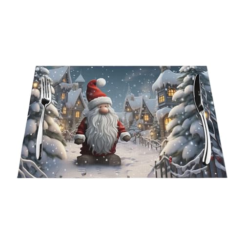 PVC-Platzdeckchen-Set, rutschfest, hitzebeständig, Vinyl, Weihnachten, schneeabwischbar, waschbar, Tischmatten für Küche, Esstisch, Dekoration, 6 Stück von GDSHJKLW