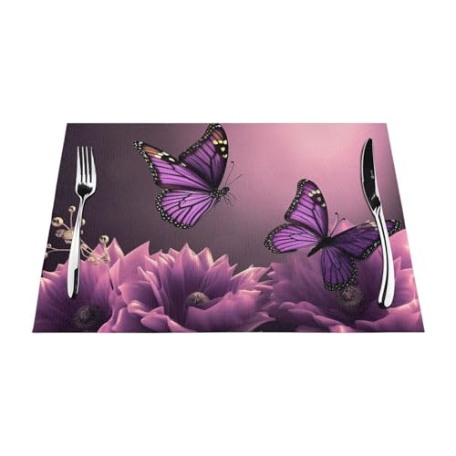 PVC-Platzsets, rutschfest, hitzebeständig, Vinyl, 3D-Blumen, abwischbar, waschbar, Tischmatten für Küche, Esstisch, Dekoration, 1 Stück von GDSHJKLW