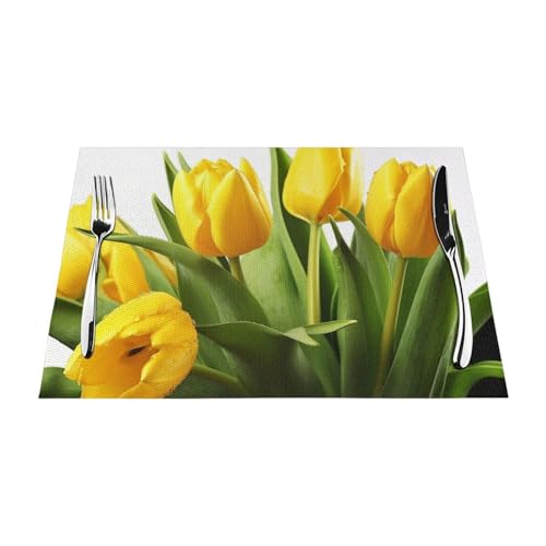 PVC-Platzsets, rutschfest, hitzebeständig, Vinyl, Blume, abwischbar, waschbar, Tischmatten für Küche, Esstisch, Dekoration, 1 Stück von GDSHJKLW