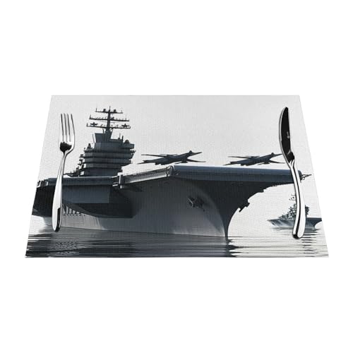 PVC-Platzsets, rutschfest, hitzebeständig, Vinyl, Flugzeugträger, abwischbar, waschbar, Tischmatten für Küche, Esstisch, Dekoration, 1 Stück von GDSHJKLW