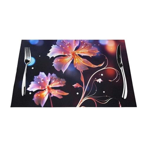 PVC-Platzsets, rutschfest, hitzebeständig, Vinyl, kühl, dekorative Blumen, abwischbar, waschbar, Tischmatten für Küche, Esstisch, Dekoration, 1 Stück von GDSHJKLW