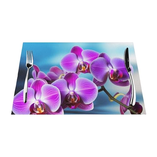 PVC-Platzsets, rutschfest, hitzebeständig, Vinyl, schöne Orchidee, abwischbar, waschbar, Tischmatten für Küche, Esstisch, Dekoration, 1 Stück PVC-Platzsets, rutschfest, hitzebeständig, Vinyl, schöne Orchidee, abwischbar, waschbar, Tischmatten für Küche, Esstisch, Dekoration, 1 Stück von GDSHJKLW