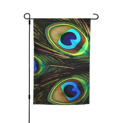 Pfauenfedern, Gartenflagge, doppelseitig, Bauernhaus, Urlaub, Hof, Flagge, 30,5 x 45,7 cm, saisonales Outdoor-Banner für Frühling, Sommer, Rasen, Veranda, Heimdekoration, kleine Gartenflagge von GDSHJKLW