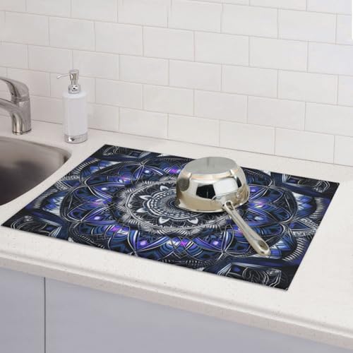 Rechteckige Mandala-Abtropfmatten für Küchentheke, saugfähige Mikrofaser, wendbar, waschbar, Abtropfgestell, 45,7 x 61 cm, für Zuhause, Küche, Esszimmer, Büro Rechteckige Mandala-Abtropfmatten für Küchentheke, saugfähige Mikrofaser, wendbar, waschbar, Abtropfgestell, 45,7 x 61 cm, für Zuhause, Küche, Esszimmer, Büro von GDSHJKLW