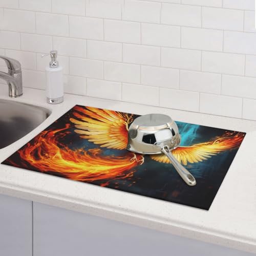 Schöne Phoenix Abtropfmatten für Küchentheke, saugfähige Mikrofaser, wendbar, waschbar, Abtropfgestell, 45,7 x 61 cm, leicht zu reinigen, für Zuhause, Küche, Esszimmer, Büro Schöne Phoenix Abtropfmatten für Küchentheke, saugfähige Mikrofaser, wendbar, waschbar, Abtropfgestell, 45,7 x 61 cm, leicht zu reinigen, für Zuhause, Küche, Esszimmer, Büro von GDSHJKLW